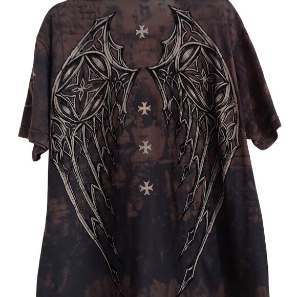 Affliction Other - Saints By Affliction Garage Tattoo Grunge Biker Cross Angel Wings Men T-Shirt L